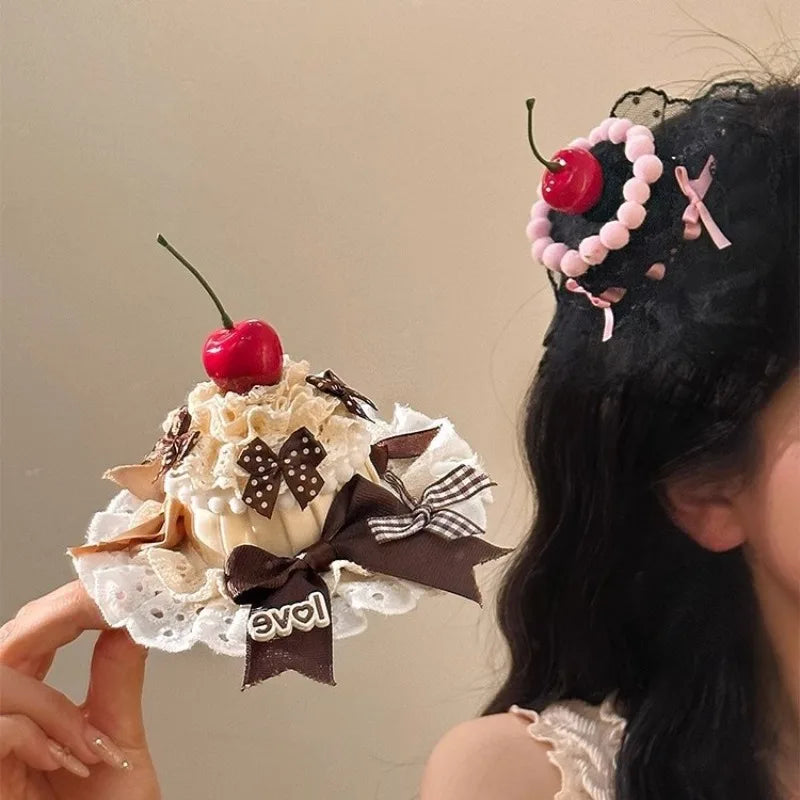 Cherry Cake Hair Clip Delight